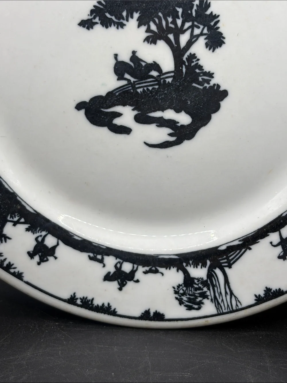 Warwick Nathan Straus & Sons Hunt Scene Silhouette Restaurant Ware Vintage Plate